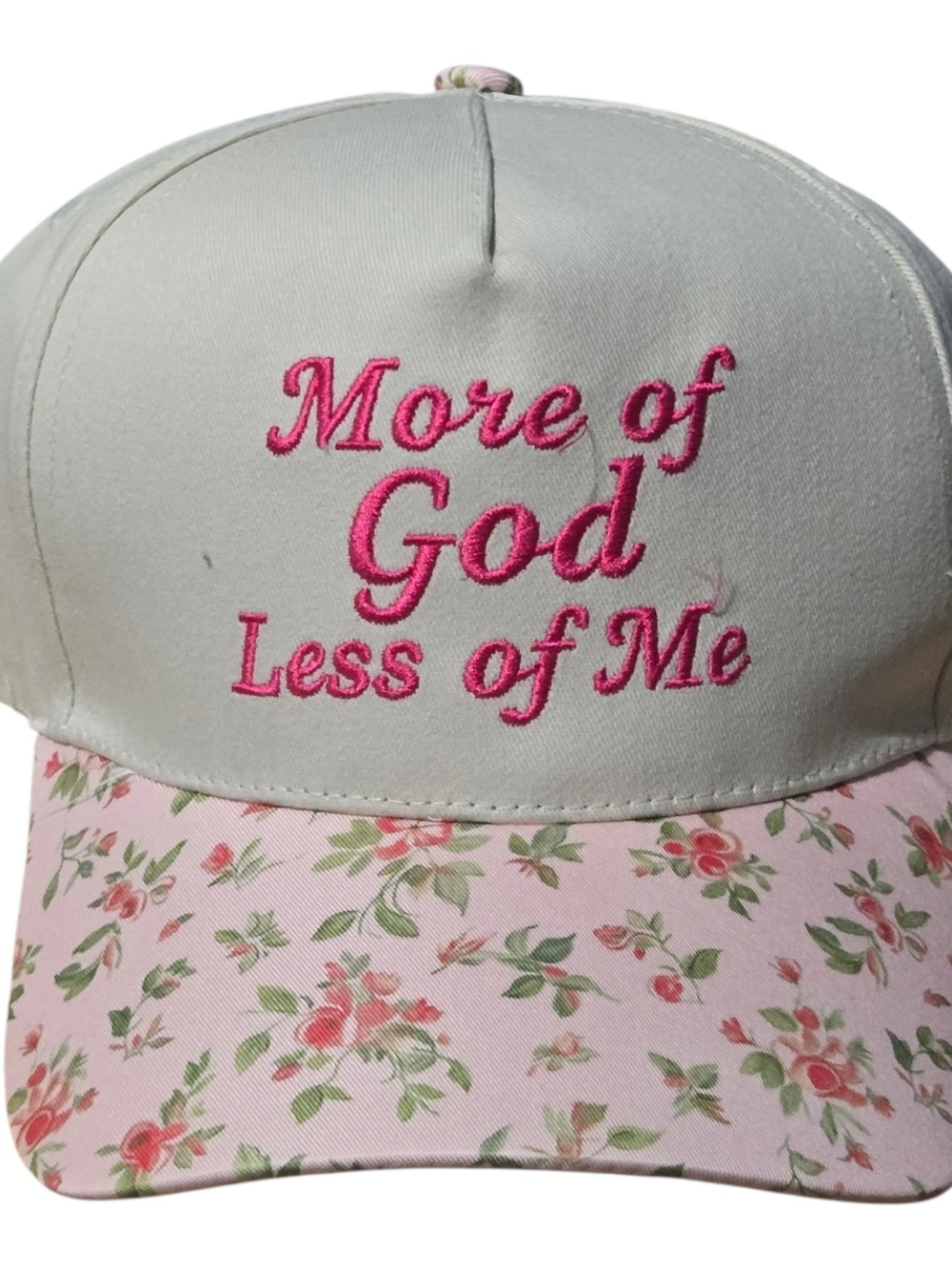 Zenana More of God Less of Me Floral Pink Baseball Cap